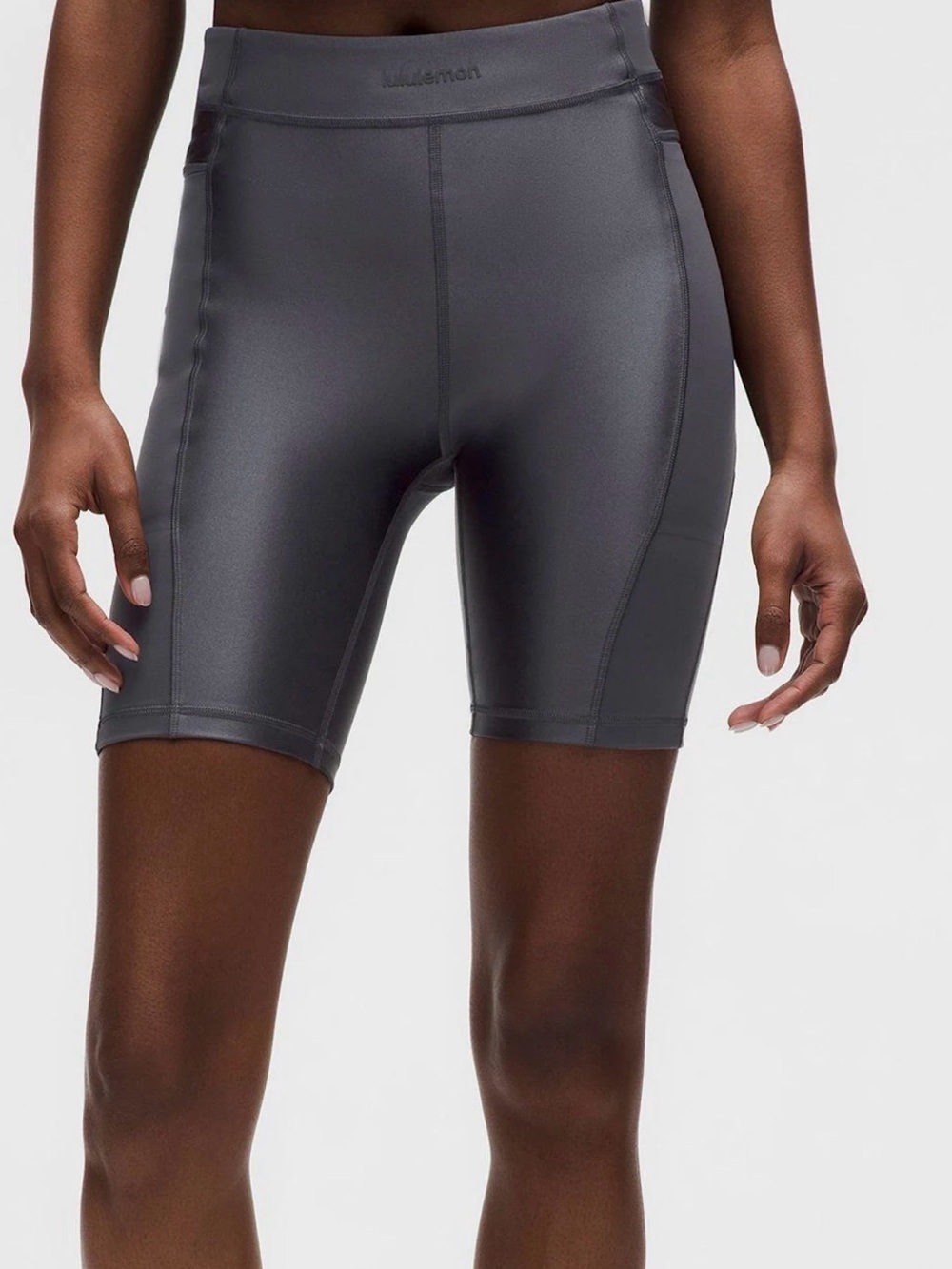 Lululemon Satin Shine Panelled HR Shorts w/Side Pockets 8” - Coal Sz 0 NWT